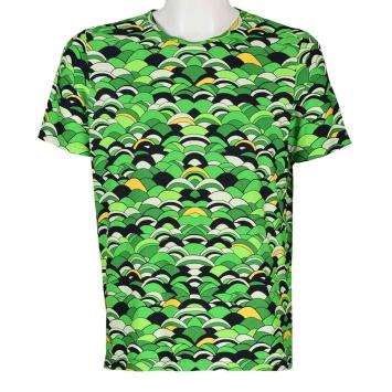 kleurrijk t shirt met groene wave print